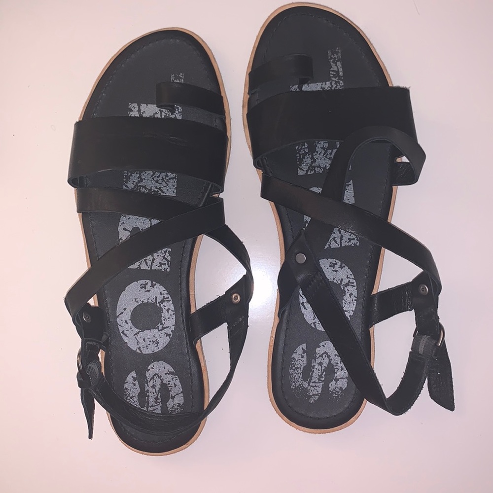 Sorel black leather sandals
